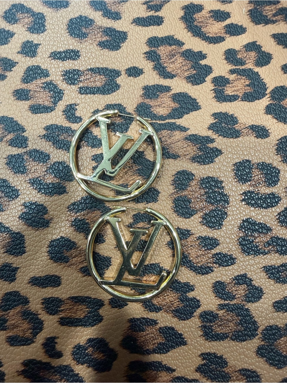 LV Gold Logo Circle Drop Earrings - Designer Style